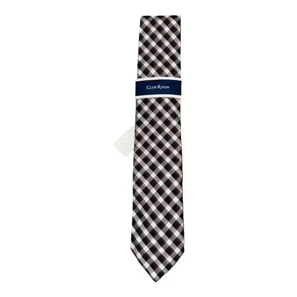 Club Room Mens Rihaly Plaid Tie, Brown/Blue/White - Picture 1 of 4